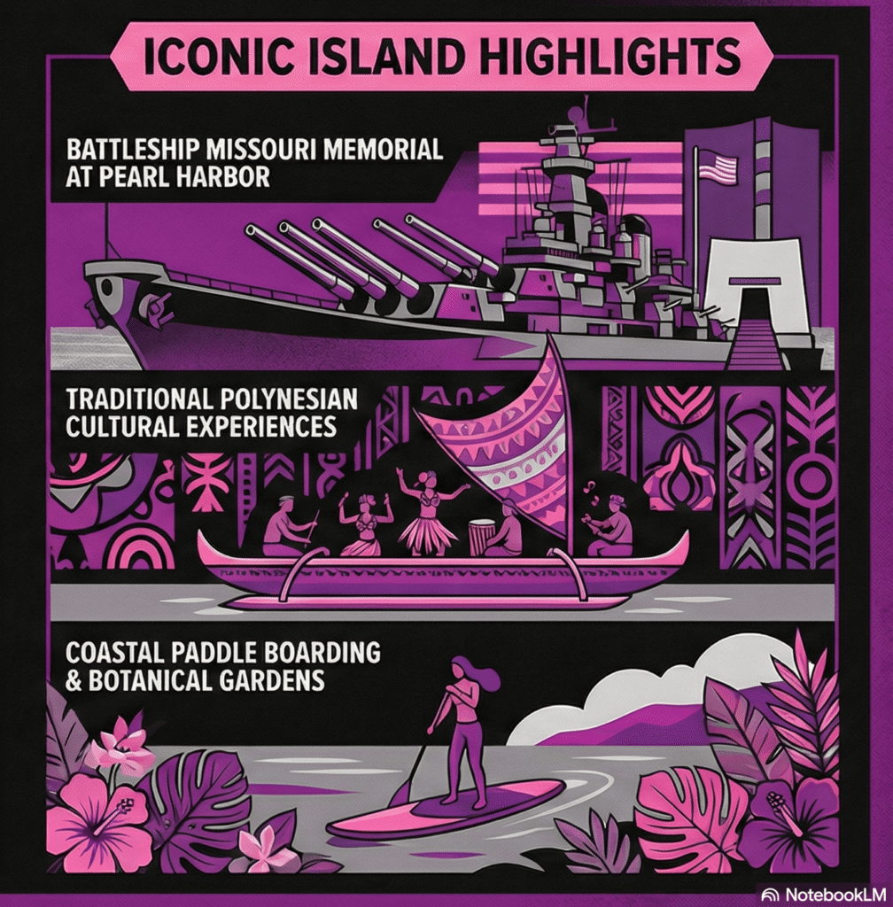 Oahu island highlights infographic
