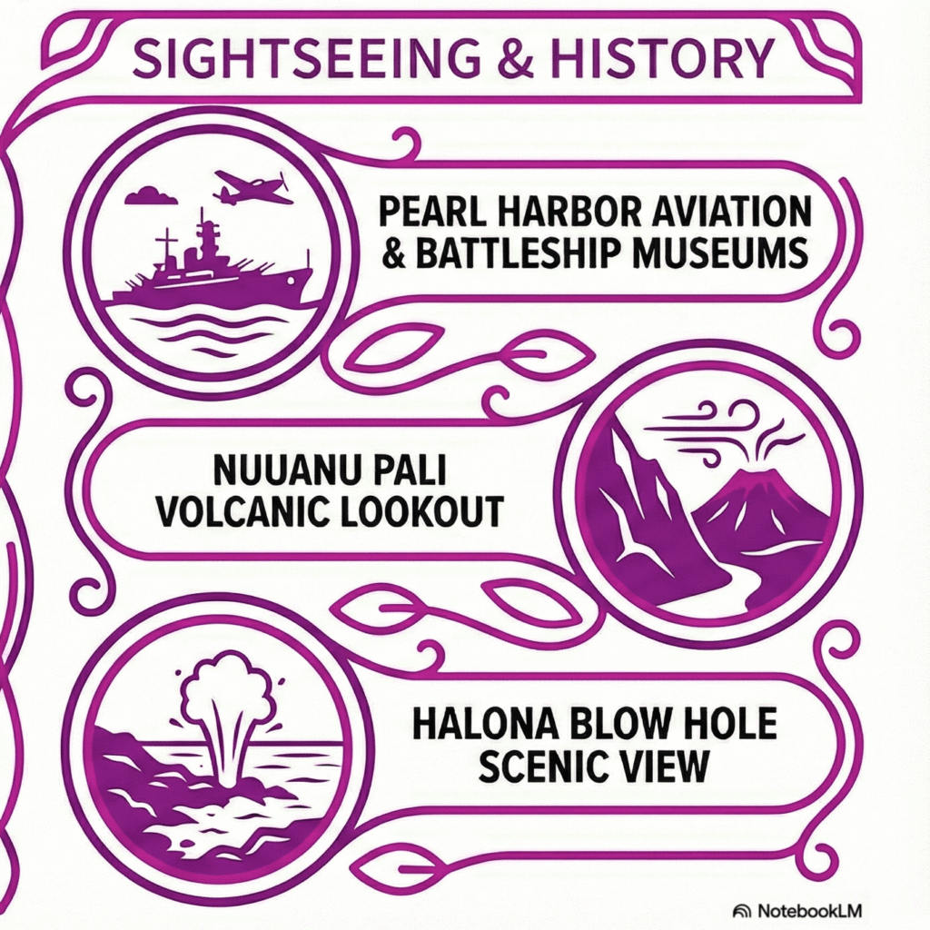 Oahu historical sightseeing infographic