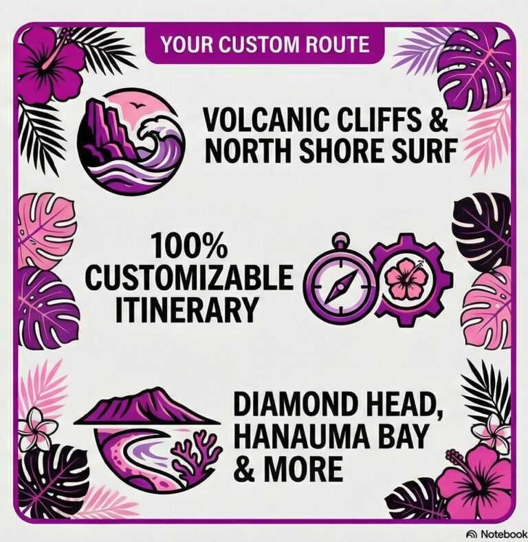 Oahu circle island custom route infographic