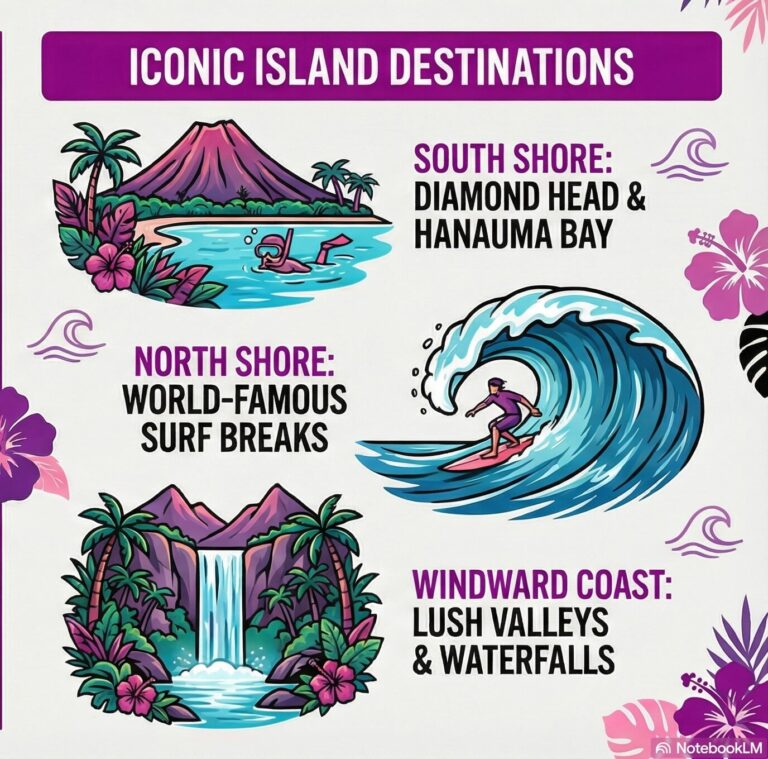 Oahu Island Iconic Destinations Infographic