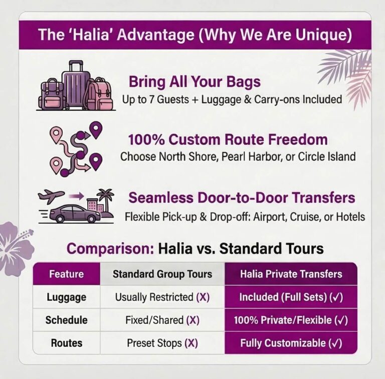 6-Hour custom transfer tours infographic