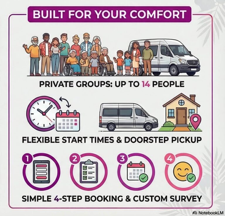 half-day comfortable custom tour infographic