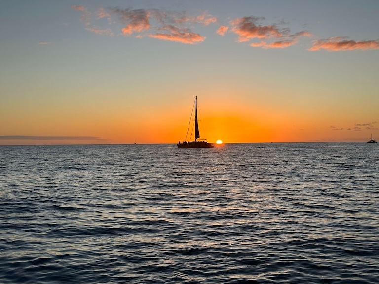 Hawaii sunset catamaran travel