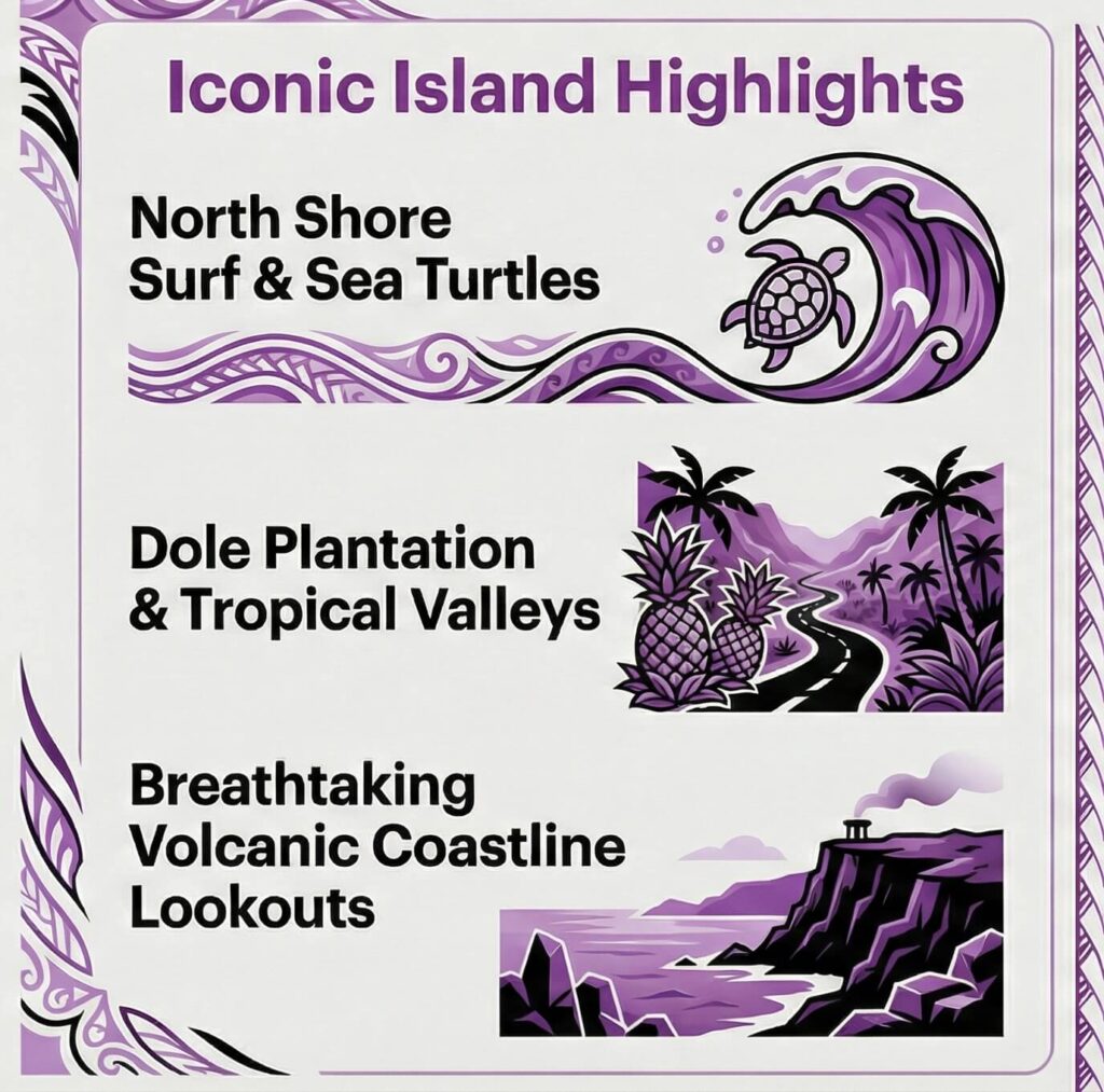 iconic Oahu highlights inforgraphic