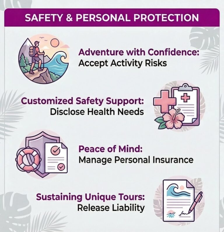 Hawaii tour safety policy. infographic